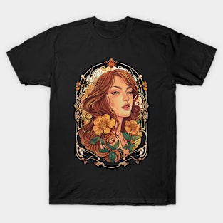 A portrait of a woman in the Art Nouveau style T-Shirt